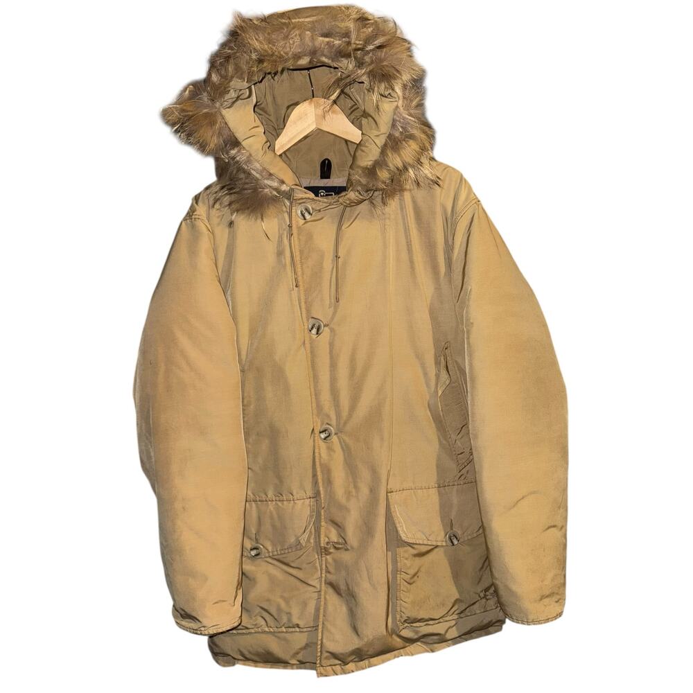 Vintage Woolrich Polar Parka‎ Coyote Fur Trimmed Down Coat Mens Large USA~FLawed